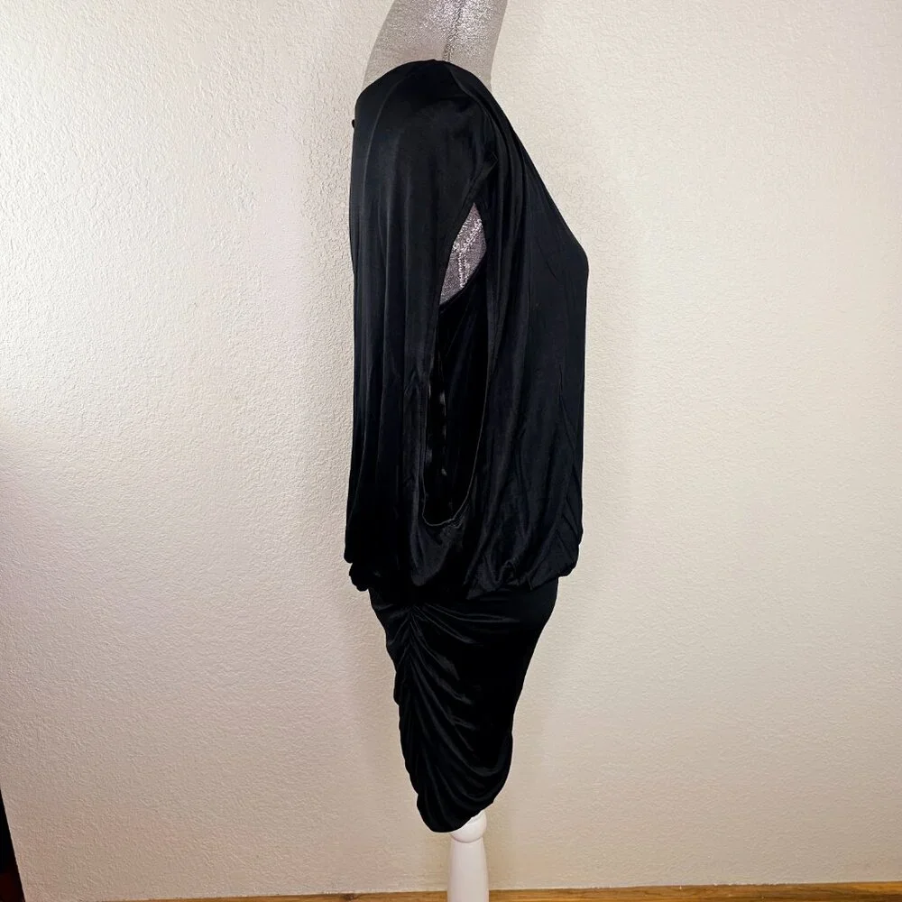 BCBGMAXAZRIA Black Dolman Sleeve Cowl Neck Mini Dress Size Medium - Picture 6 of 10
